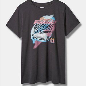 NWT Torrid Deep Black Fast & The Furious Cotton Crew '01 Race Car Tee 3 3X 22/24